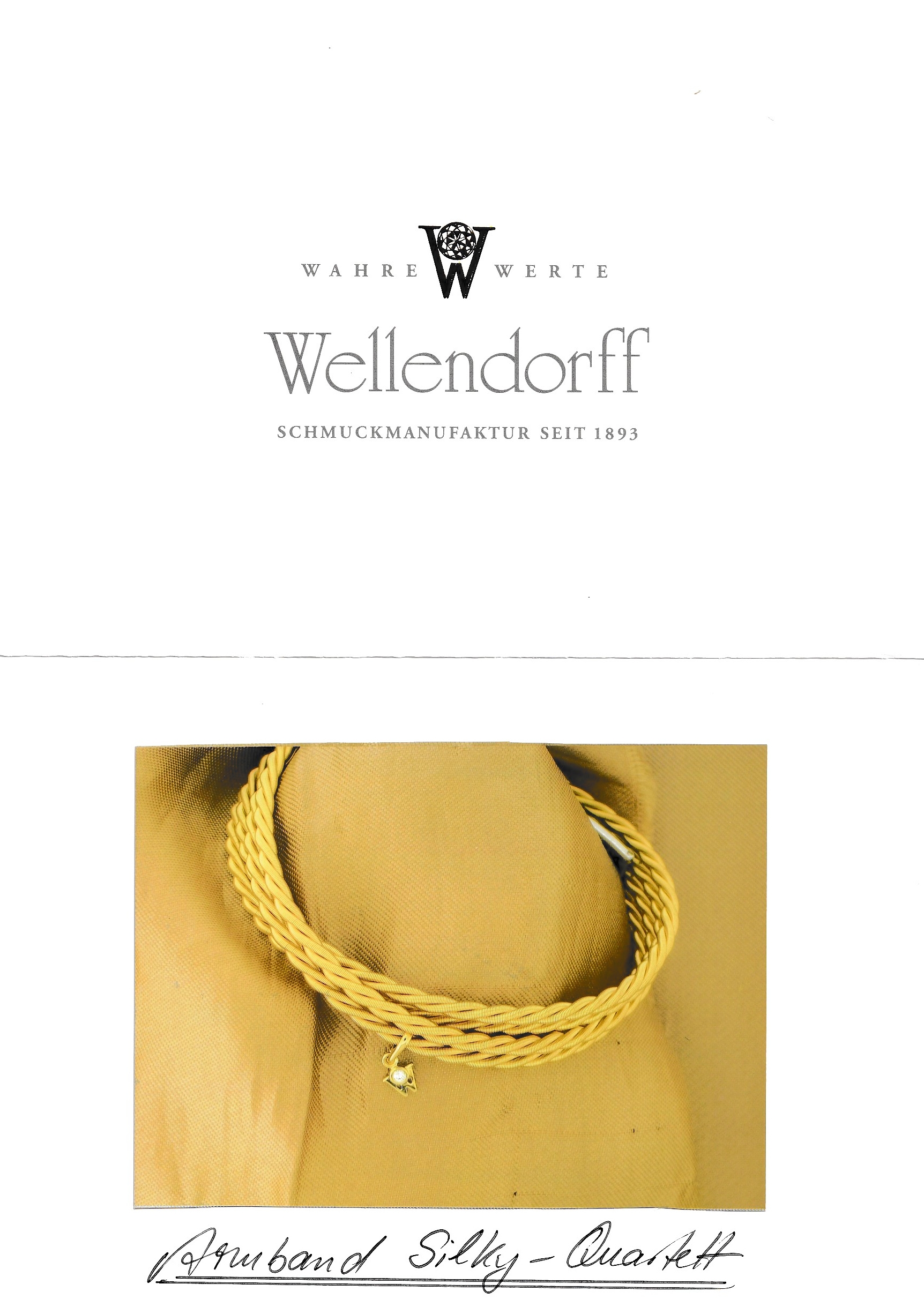 Detail b: 18 kt Gold WELLENDORFF Armband, GG 750/000,Modell Silky Quartett, 4-rhg., fein sat. und z.T. pol., typ. W- Abhängung mit Brillant 0.02 ct feines ...