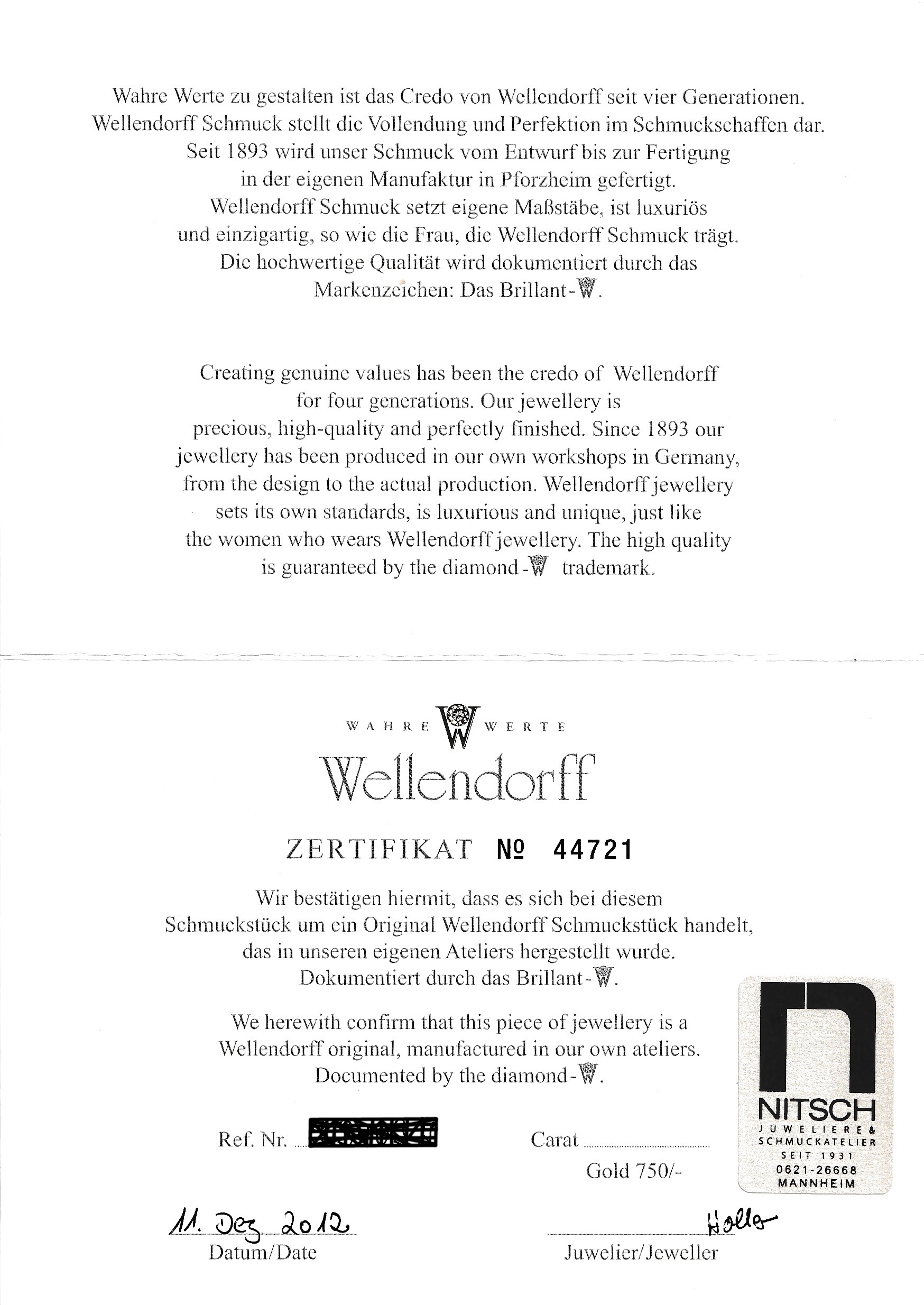 Detail b: 18 kt Gold WELLENDORFF Brillant-Email-Ronde, GG 750/000, Modell Trüffel, Sonderfarbe Mokka, transluzides Kaltemail auf guillochiertem Grund, mittig ...