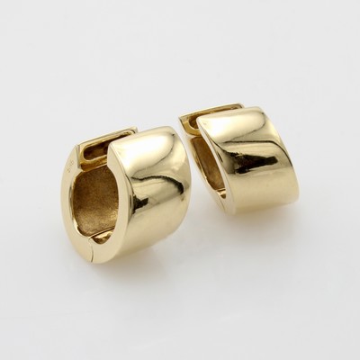 27043478a - Paar Creolen, GG 585/000, Br. ca. 7.4 mm, D. ca. 13 mm