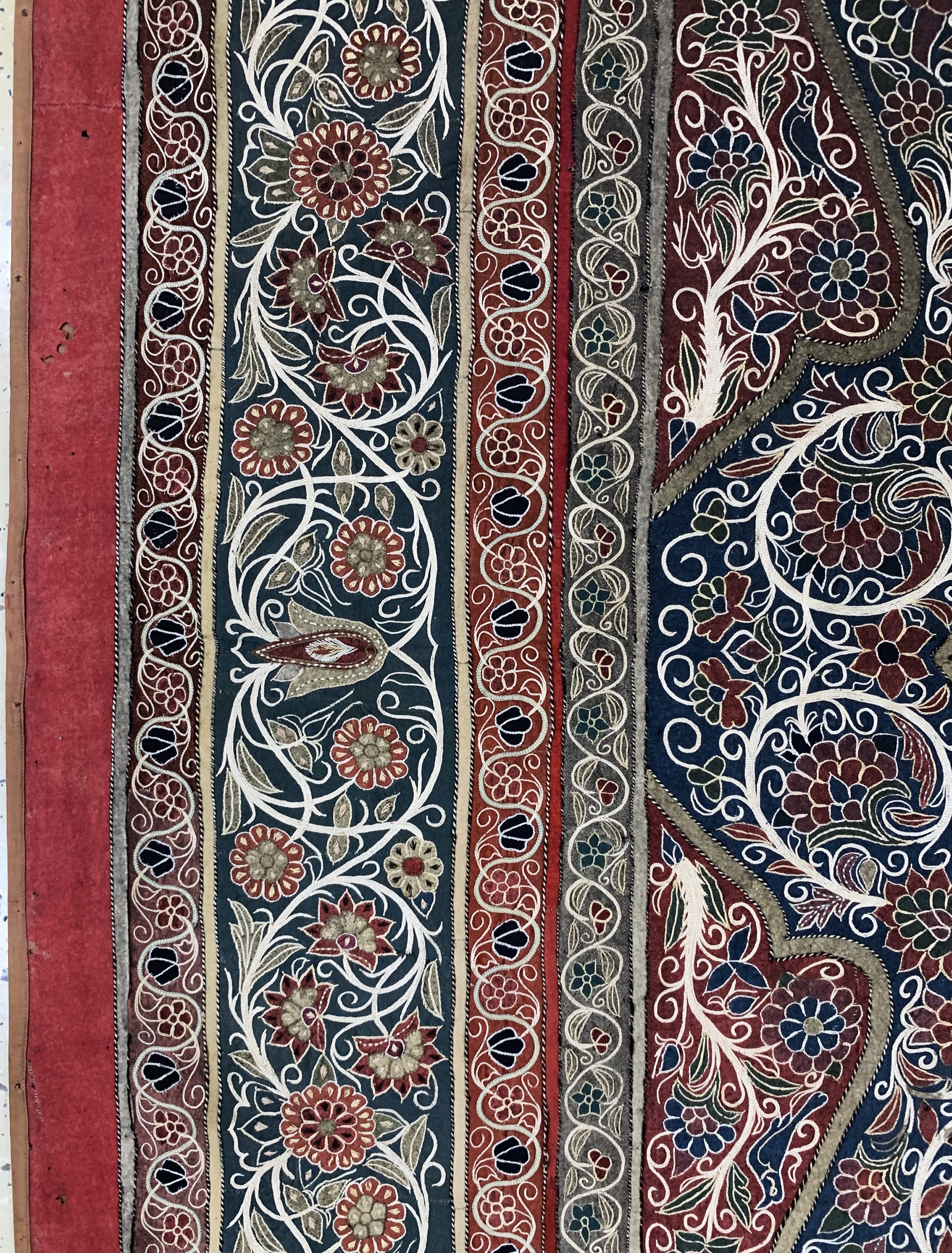 Detail d: "Rascht"Susani"antik, Persien, 19.Jhd, Baumwoll-Stickerei, ca. 217 x 160 cm, EHZ: 3