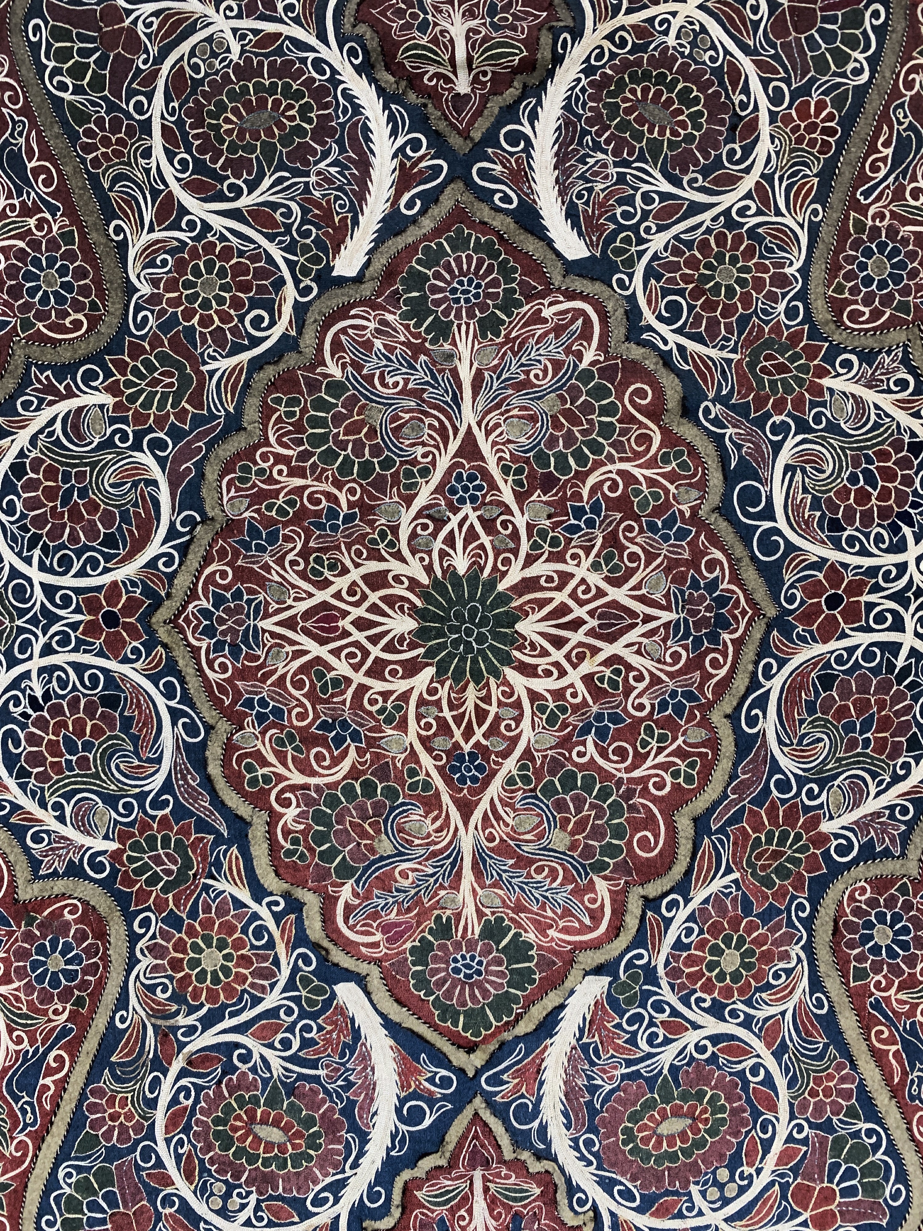 Detail e: "Rascht"Susani"antik, Persien, 19.Jhd, Baumwoll-Stickerei, ca. 217 x 160 cm, EHZ: 3