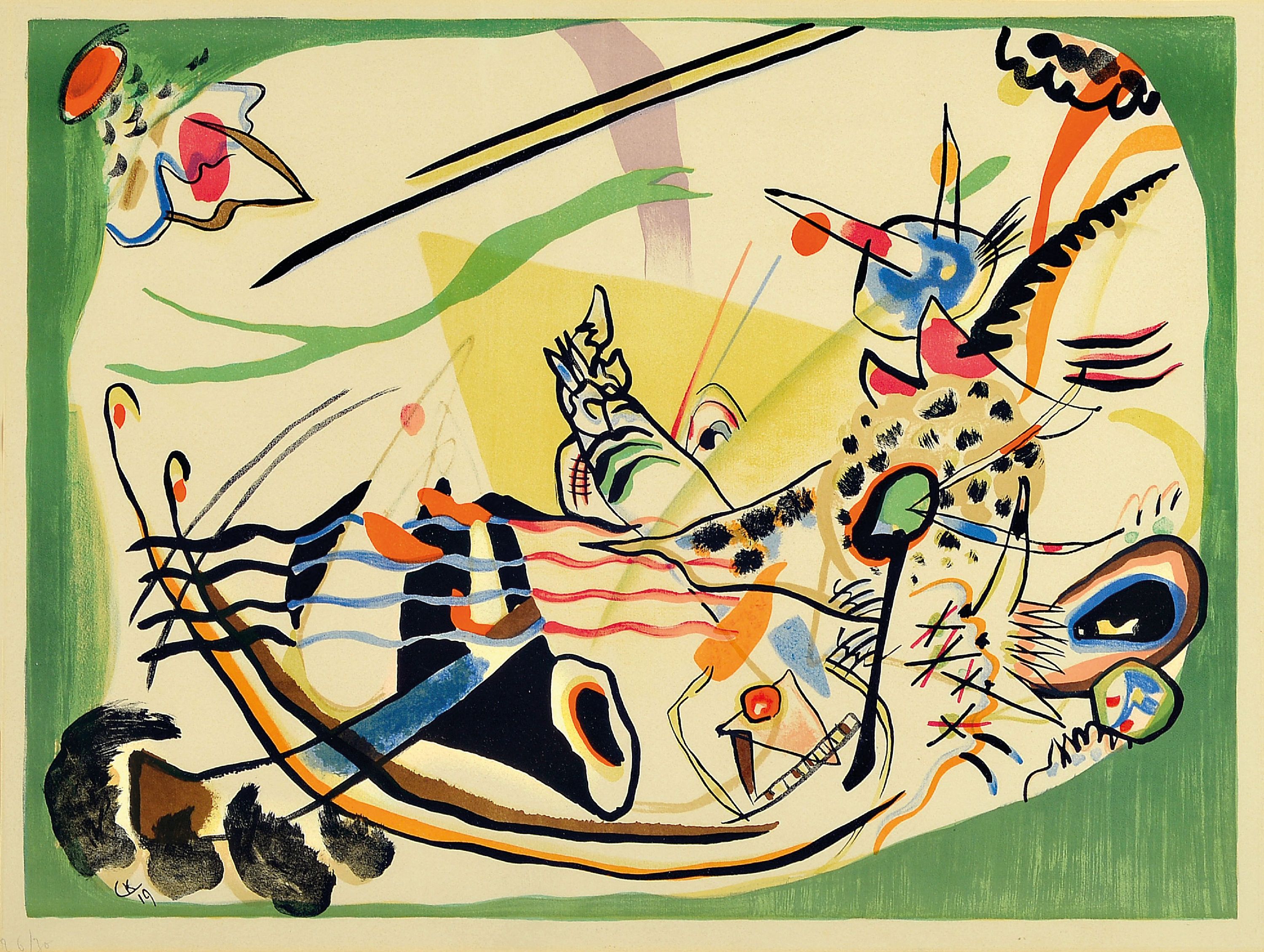 Image 27043549 - Nach Wassily Kandinsky (1866-1944): Farblithographie mit händischer Widmung signiert von ...