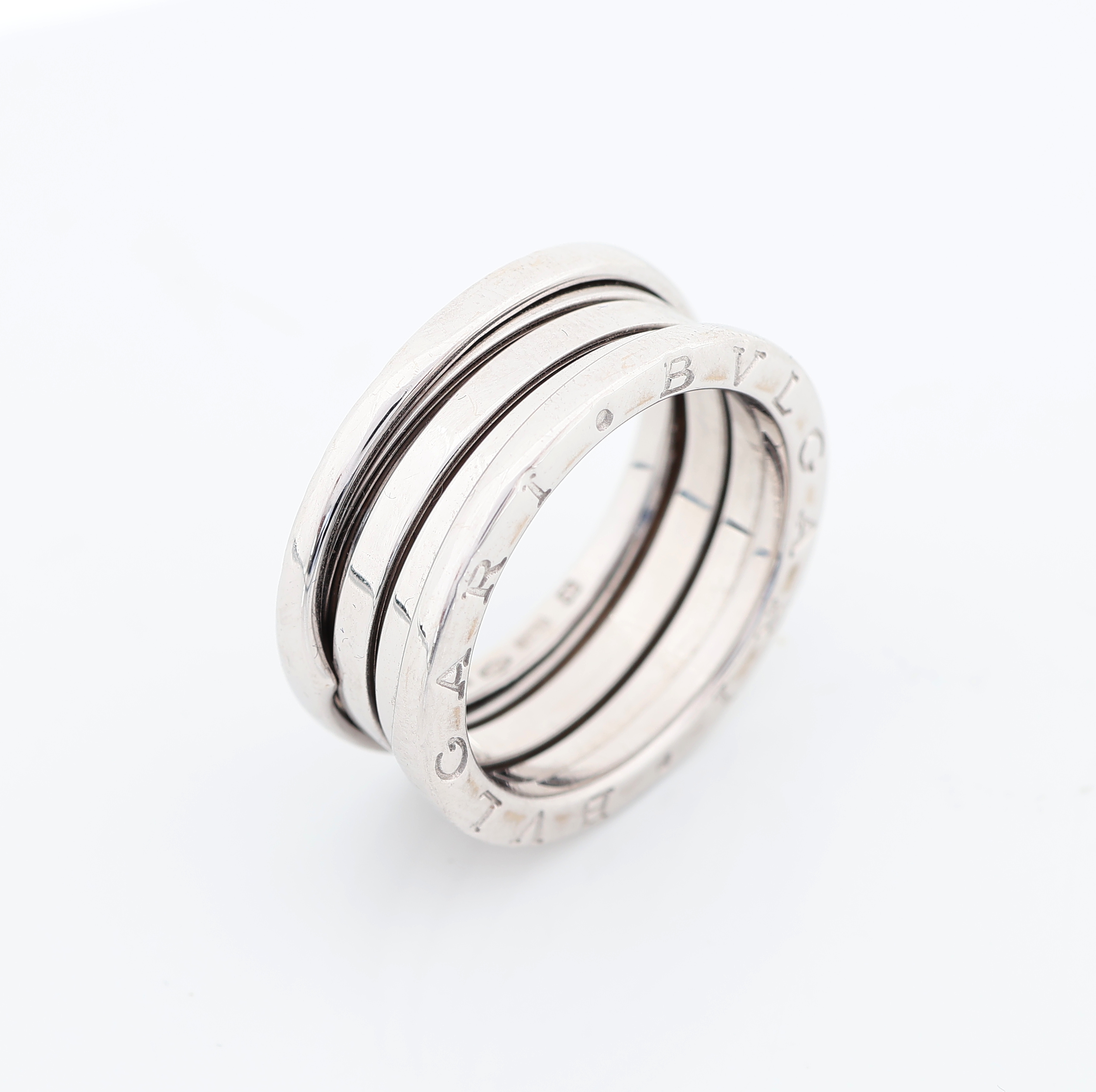 Detail a: 18 kt Gold BULGARI Ring, WG 750/000, Serie B Zero, sign., RW 59, ca. 10.2 g, orig. Etui und Umkarton