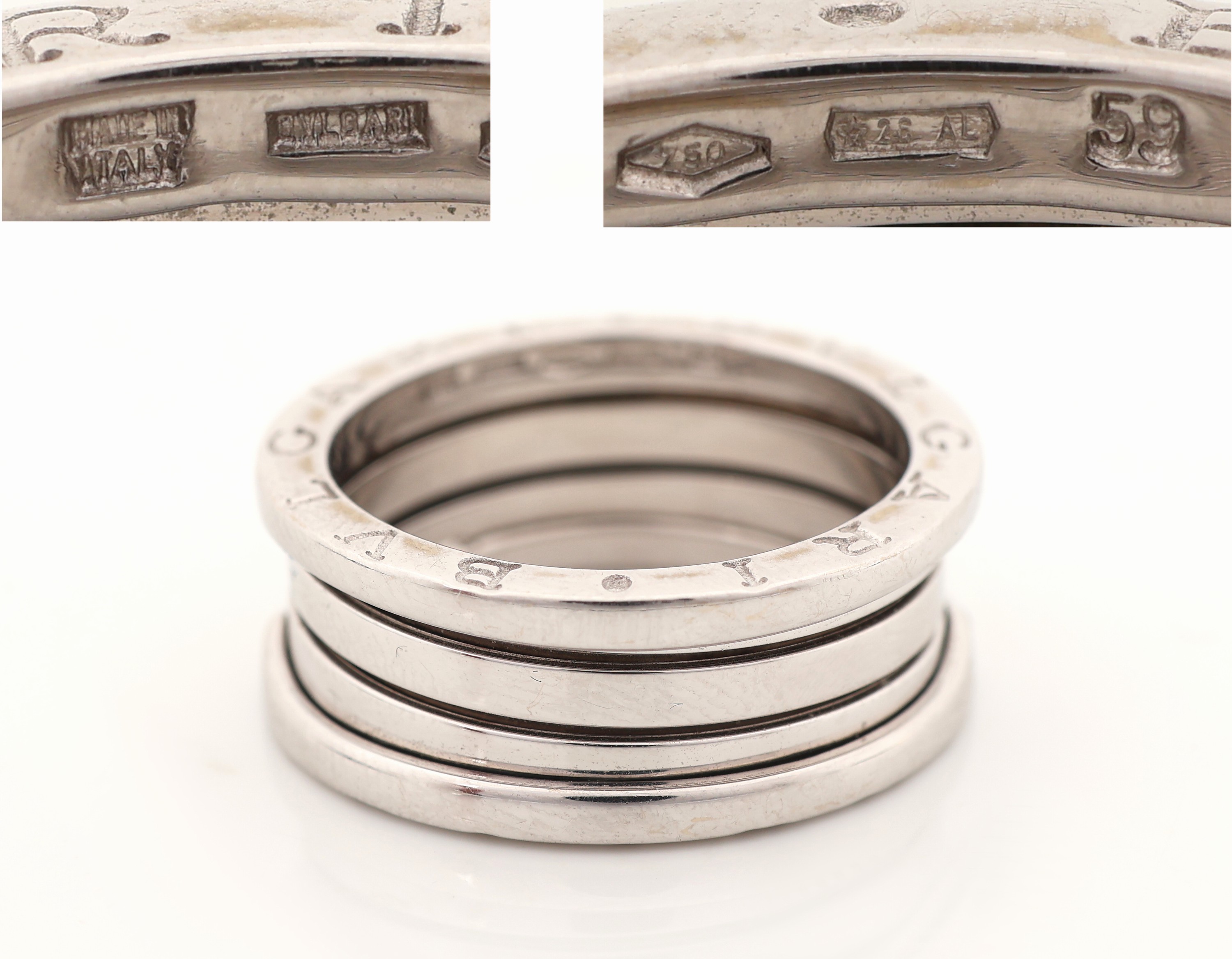 Detail c: 18 kt Gold BULGARI Ring, WG 750/000, Serie B Zero, sign., RW 59, ca. 10.2 g, orig. Etui und Umkarton