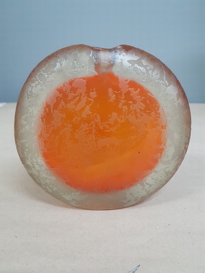 27043553a - Small Sommerso vase, Murano, Italy, 1950s, colorless glass, orange interior overlay, ...