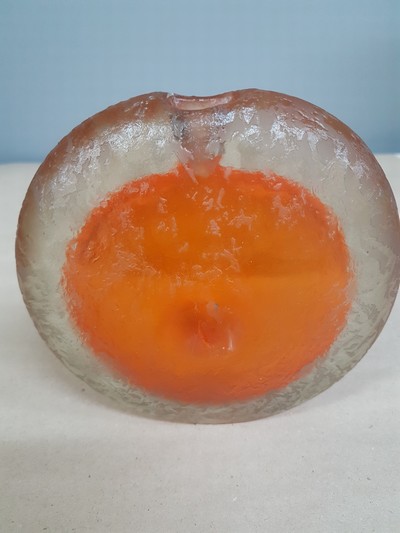 27043553c - Small Sommerso vase, Murano, Italy, 1950s, colorless glass, orange interior overlay, ...