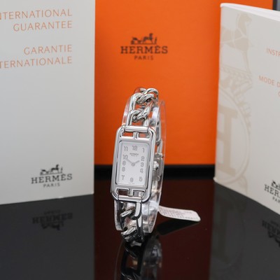 Image HERMES Nantucket Damenarmbanduhr in Stahl Referenz NA2.110, quarz, orig. Stahlband, ...