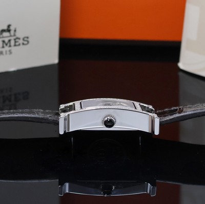 27043572c - HERMES Heure H diamantbesetzte Armbanduhr in Stahl Referenz HH1.236, quarz, orig. ...