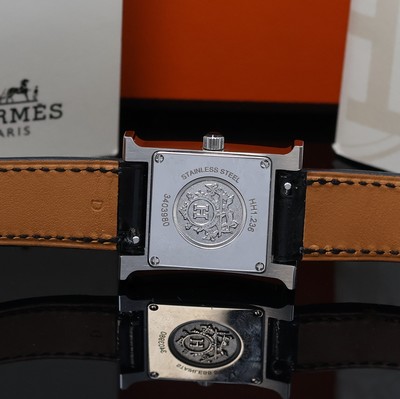 27043572d - HERMES Heure H diamantbesetzte Armbanduhr in Stahl Referenz HH1.236, quarz, orig. ...