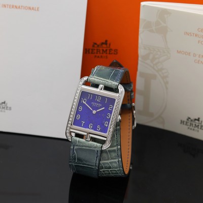 Image HERMES Cape Cod diamantbesetzte Armbanduhr in Stahl Referenz CC3.730, quarz, orig. ...