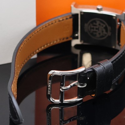 27043574b - HERMES Heure H diamantbesetzte Armbanduhr in Stahl Referenz HH1.230, quarz, orig. ...