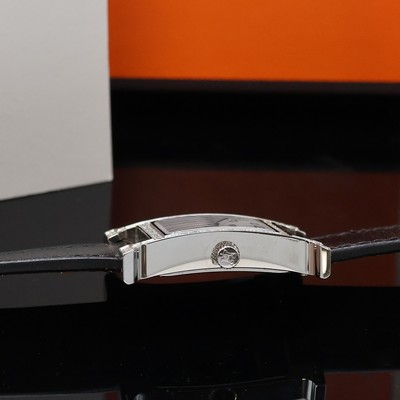27043574c - HERMES Heure H diamantbesetzte Armbanduhr in Stahl Referenz HH1.230, quarz, orig. ...