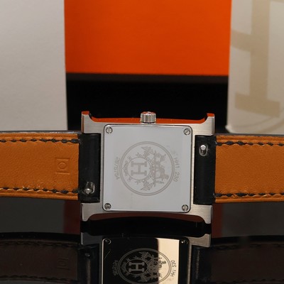 27043574d - HERMES Heure H diamantbesetzte Armbanduhr in Stahl Referenz HH1.230, quarz, orig. ...