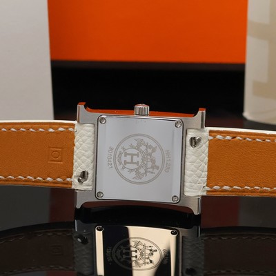 27043578d - HERMES Heure H diamantbesetzte Armbanduhr in Stahl Referenz HH1.230, quarz, orig. ...