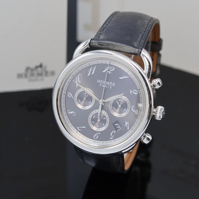 27043605a - HERMES Armbandchronograph Serie Arceau Referenz AR4.910, Automatik, Edelstahlgeh. inkl. ...