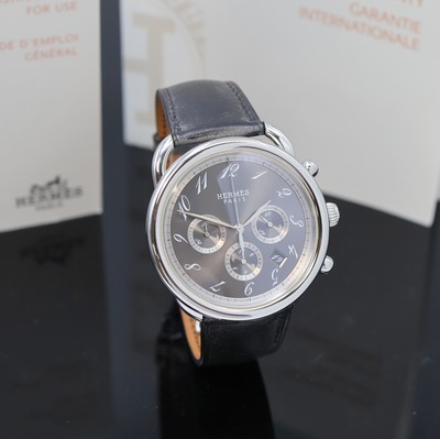 27043605c - HERMES Armbandchronograph Serie Arceau Referenz AR4.910, Automatik, Edelstahlgeh. inkl. ...
