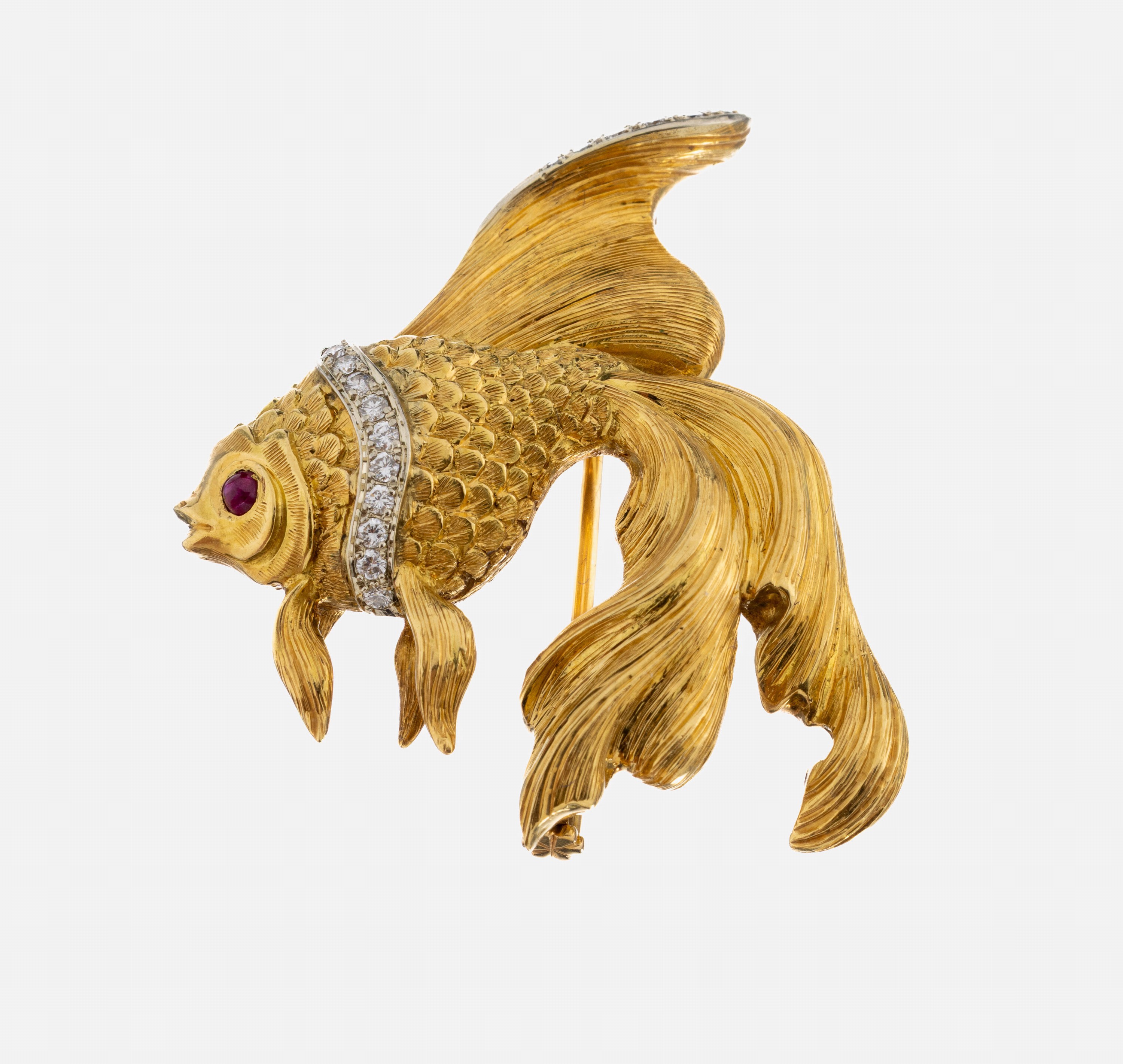 Image 27043710 - 18 kt Gold Brillant-Rubin-Brosche, GG 750/000, qualitätvolle Verarbeitung, Darstellung ...
