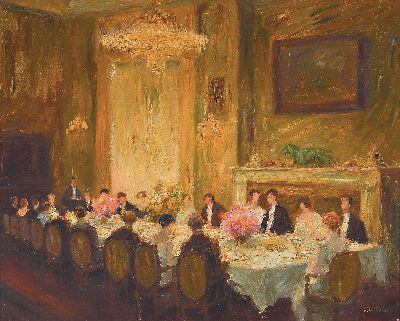 Image Otto Pippel, 1878 Lodz-1960 Planegg, ´Abendtafel´ so auf altem Künstleretikett bez., ...