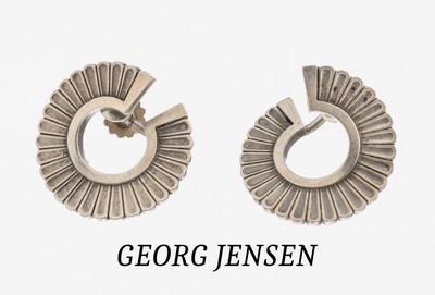 Image Pair of GEORG JENSEN ear screws, Denmark after1945 , silver 925, model 92, design by ...