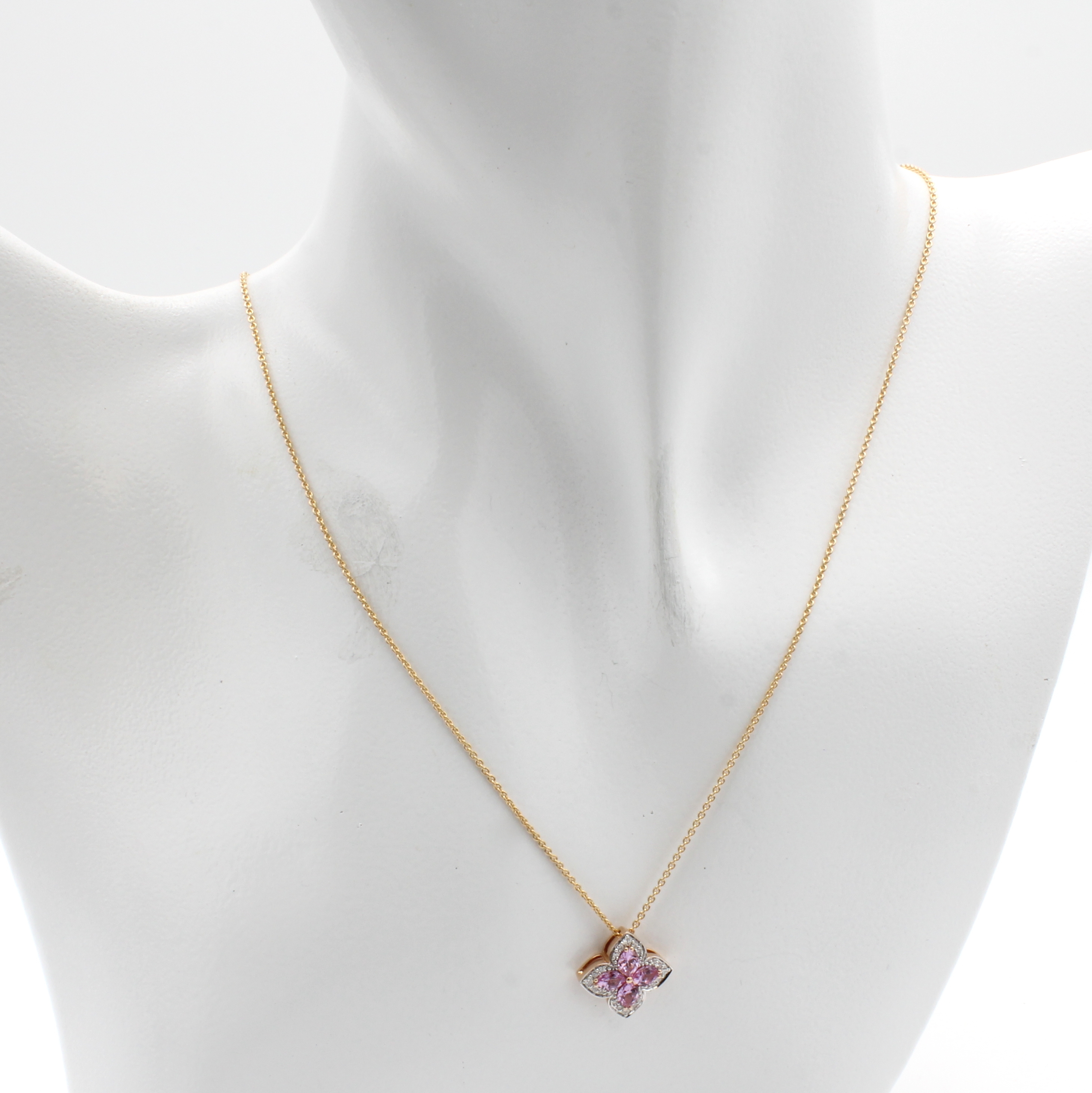 Image 27043984 - Collier ´Blüte´ mit Saphiren und Brillanten, RoseG 750/000, pink Saphirnavettes zus. ...