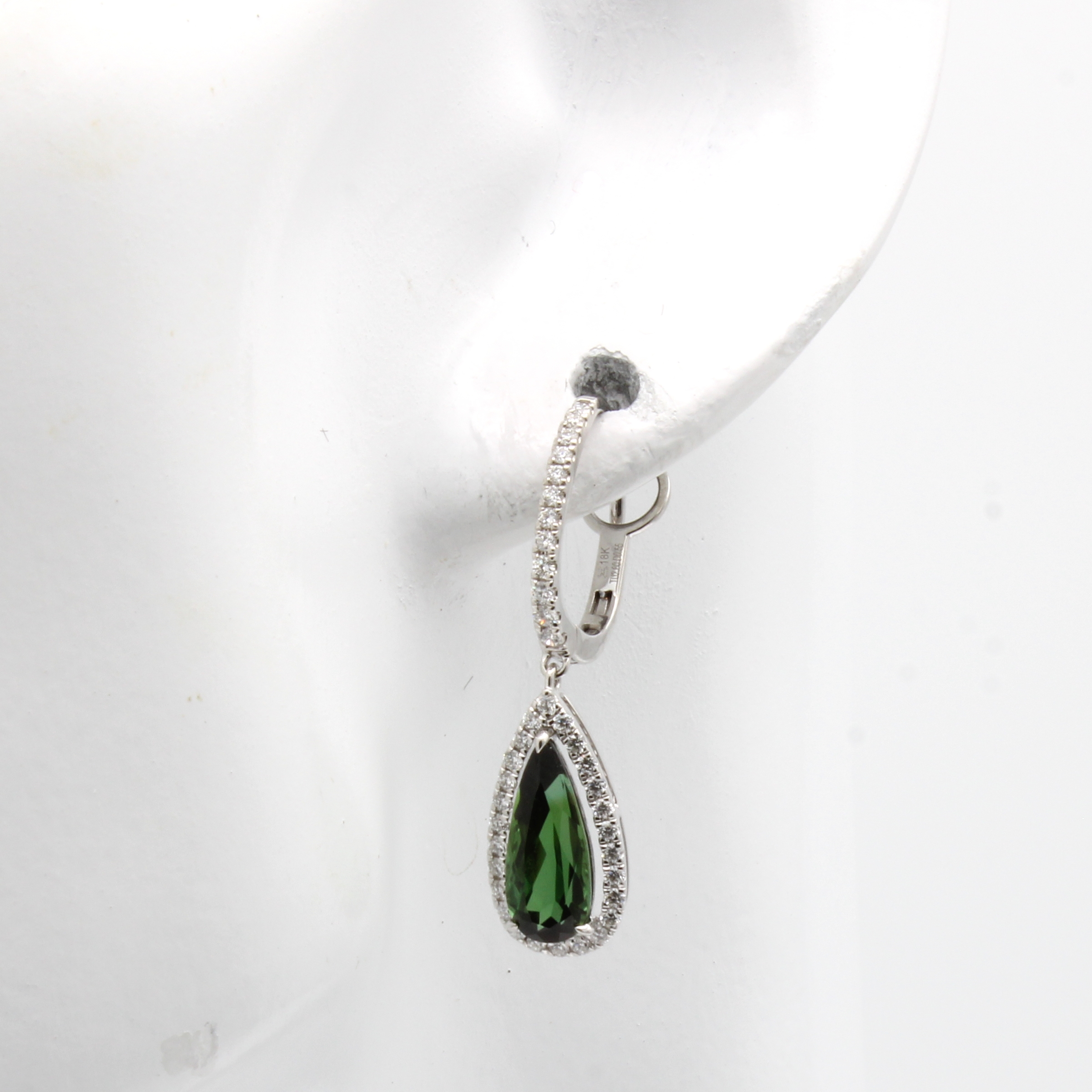 Image 27043985 - Paar Ohrgehänge mit Turmalinen und Brillanten , WG 750/000, Turmalintropfen zus. ca. ...