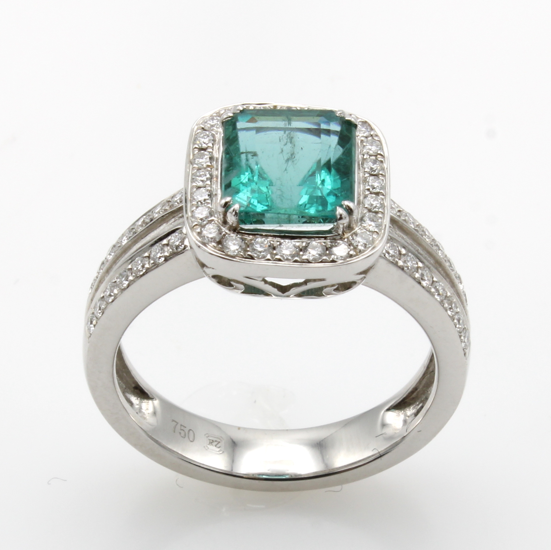 Image 27043991 - Ring mit Smaragd und Brillanten, WG 750/000, Smaragd ca. 2.12 ct von sehr guter Farbe, ...