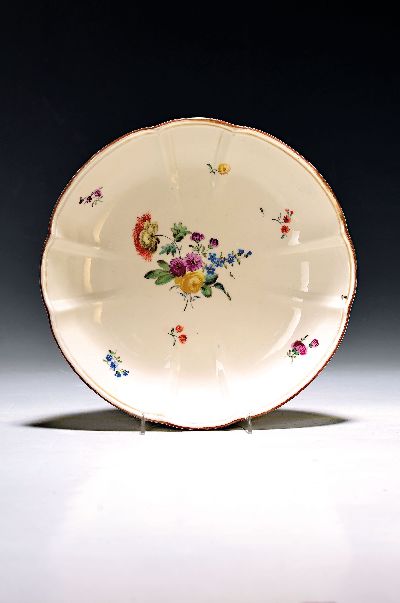 Image Schale, Frankenthal, um 1782, doppelte Vierpassform, Porzellan, mittig Blumenbukett und ...