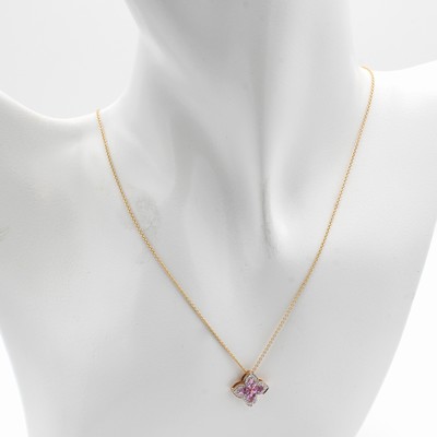 Image Collier ´Blüte´ mit Saphiren und Brillanten, RoseG 750/000, pink Saphirnavettes zus. ...