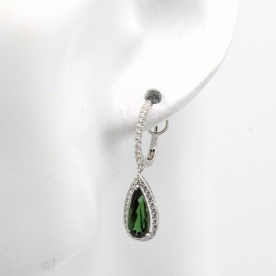 Image Paar Ohrgehänge mit Turmalinen und Brillanten , WG 750/000, Turmalintropfen zus. ca. ...