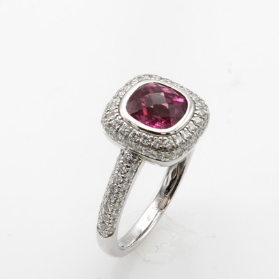 Image Ring mit Turmalin und Brillanten, WG 750/000, pink Turmalin ca. 1.40 ct u. Brill. zus. ...