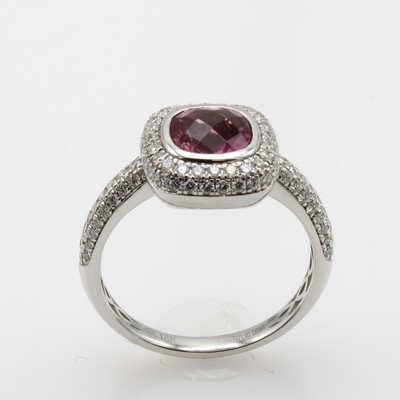 27043996b - Ring mit Turmalin und Brillanten, WG 750/000, pink Turmalin ca. 1.40 ct u. Brill. zus. ...