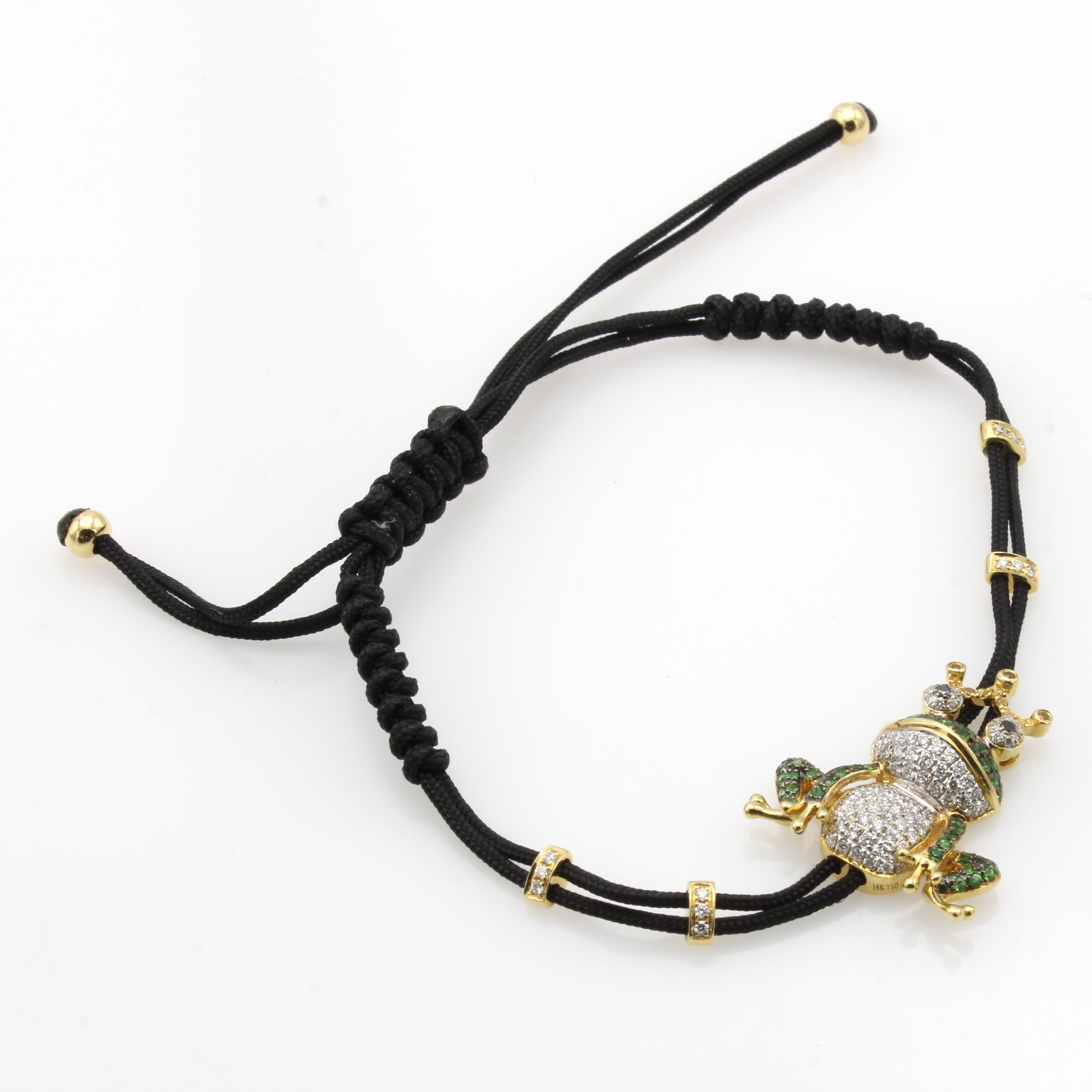 Image 27044018 - Armband aus schwarzem Stoff ´Froschkönig´ mit Farbsteinen, Diamanten und Brillanten, GG ...