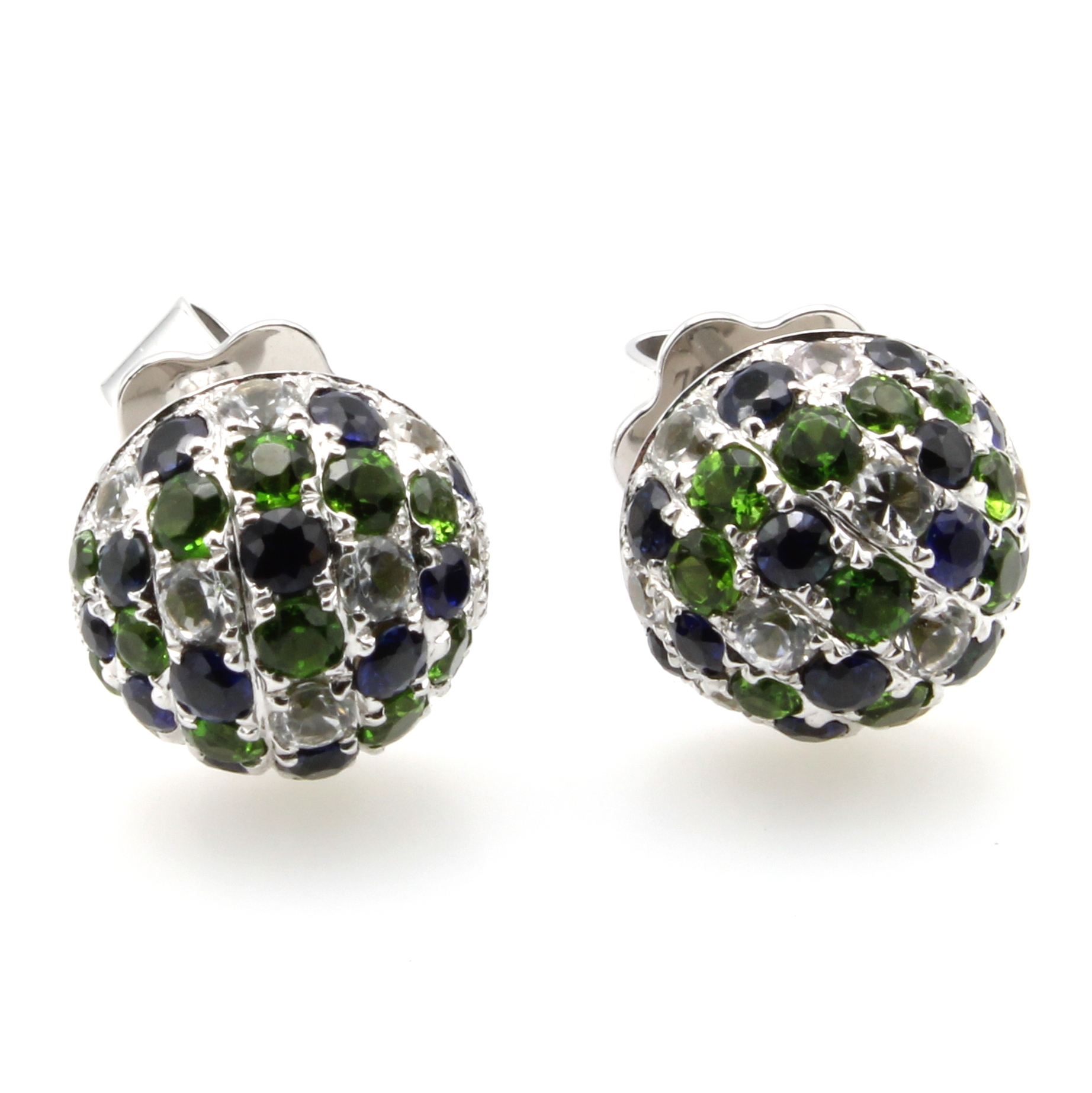 Image 27044020 - Paar Ohrstecker mit Farbsteinen, WG 750/000,26 blaue Saphire zus. ca. 0.88 ct, 18 weiße ...