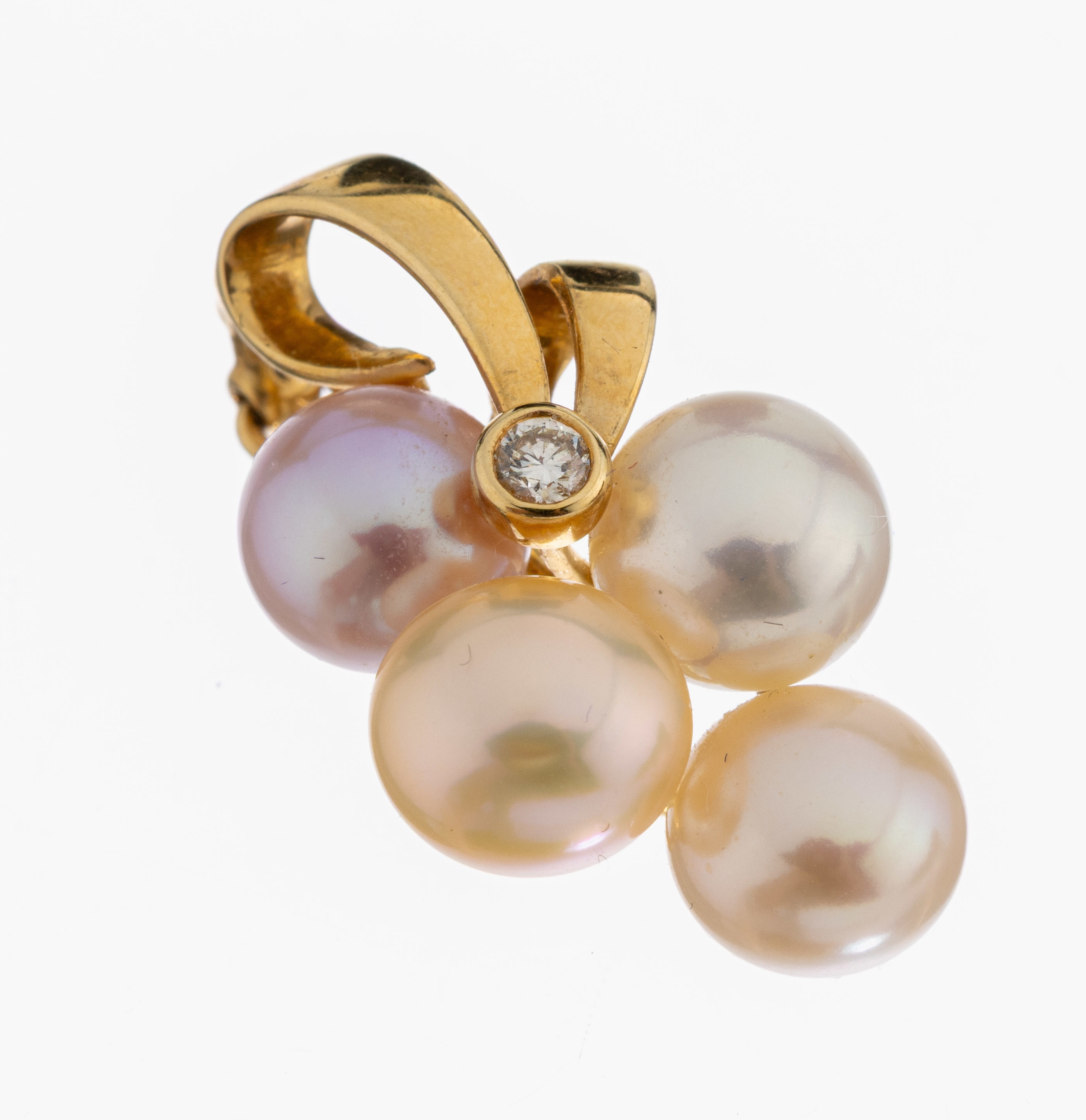 Image 27044025 - 18 kt Gold Perl-Brillant-Clipanhänger, GG 750/000, Zuchtperlboutons in versch. Farben ...