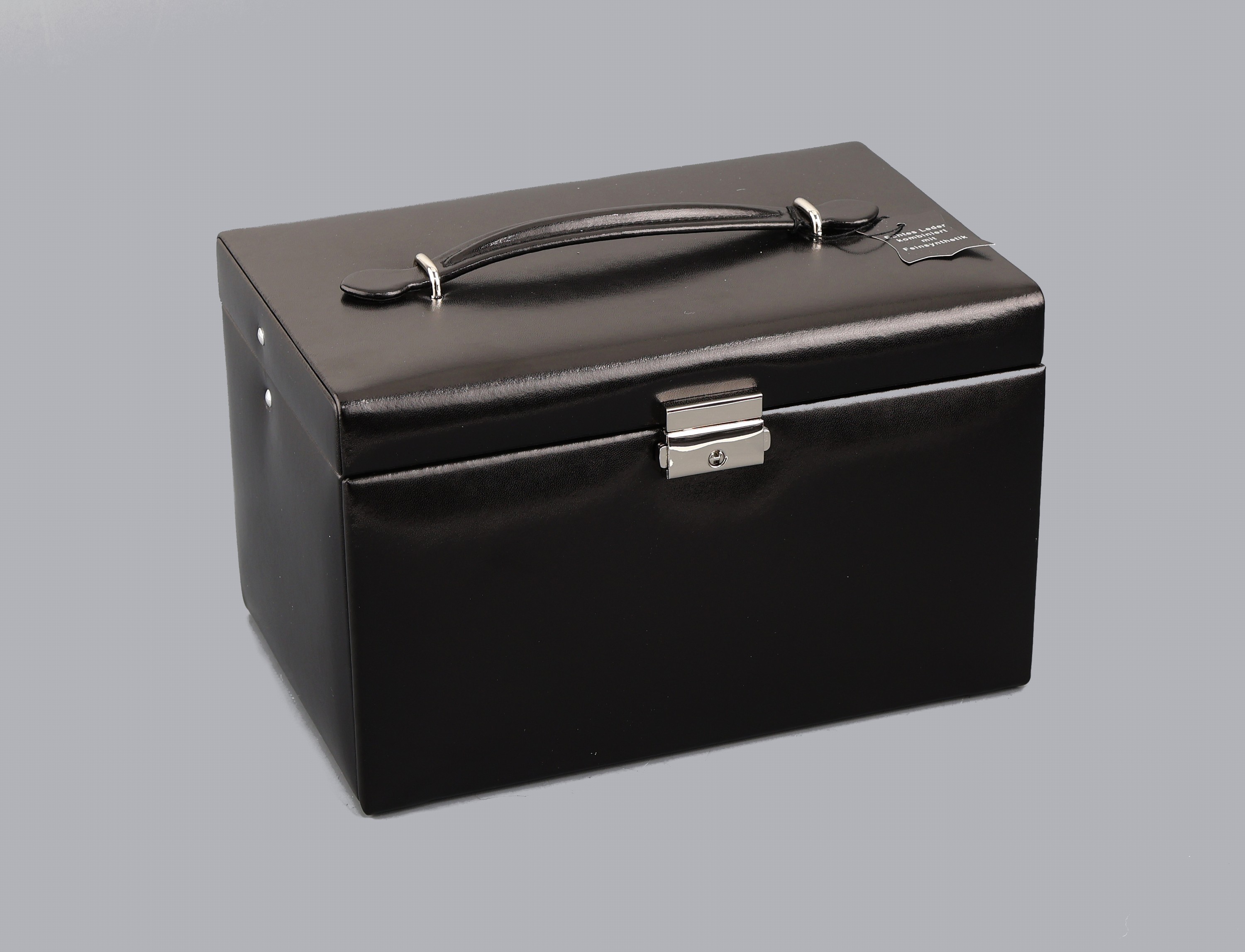 Image 27044052 - Schmuckkoffer aus schwarzen Glattleder, Innenausstattung aus hellgrauem ...