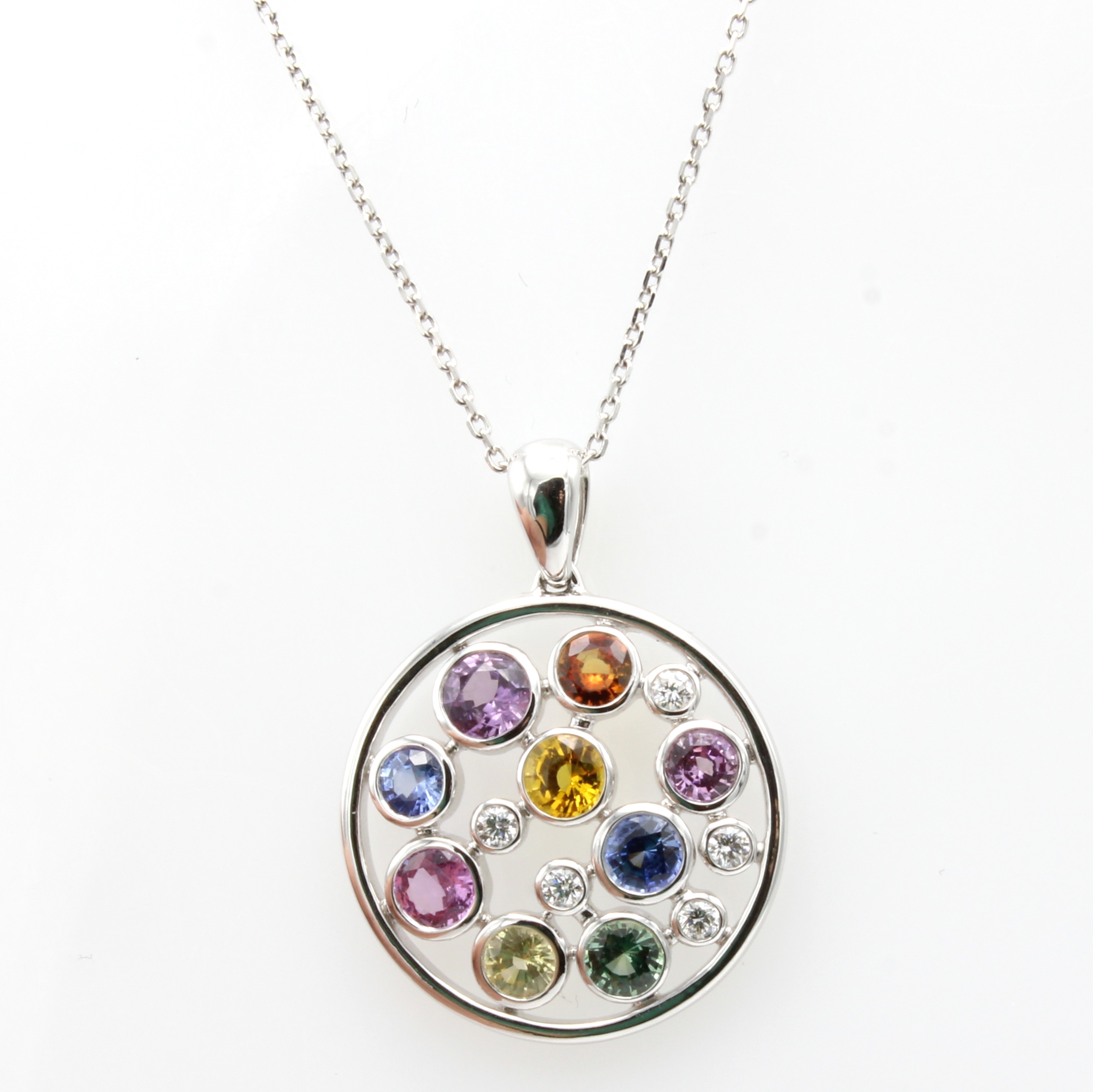 Image 27044065 - Anhänger mit Saphiren und Brillanten, WG 750/000, 5 Brill. zus. ca. 0.27 ct feines ...