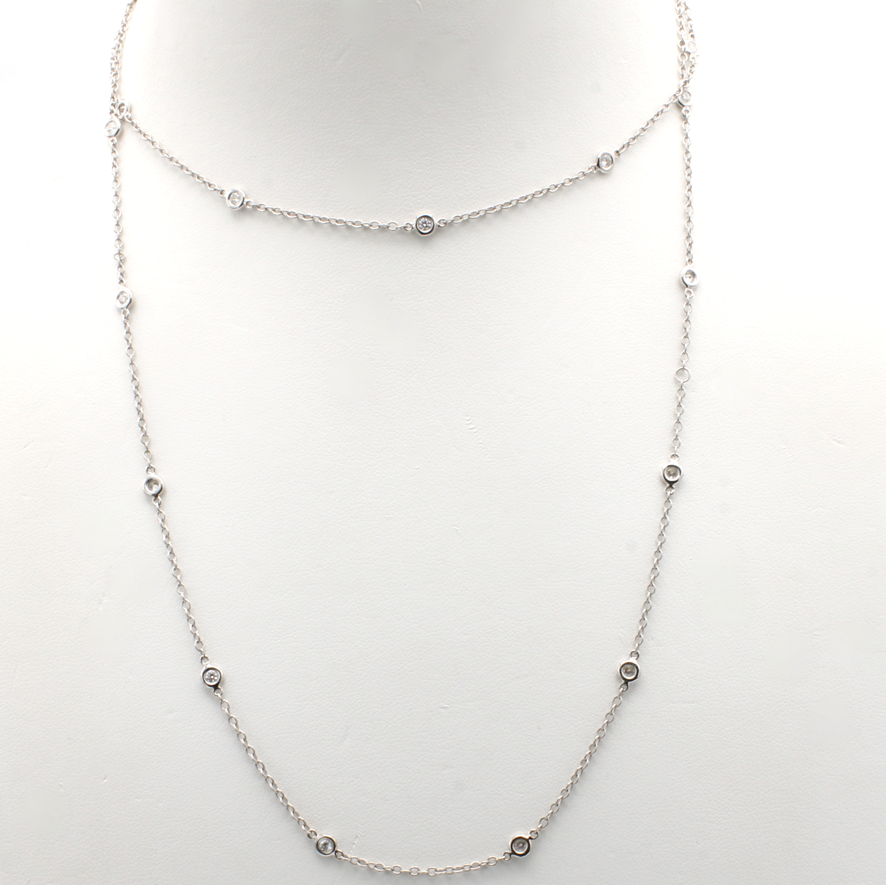 Image 27044087 - Lange Kette mit Brillanten, WG 750/000, 23 Brill. in Kette integriert zus. ca. 0.91 ct ...