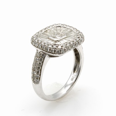 Image Ring mit Diamanten und Brillanten, WG 750/ 000, 1 Diam.-Radiant ca. 0.34 ct, 20 Diam.- ...