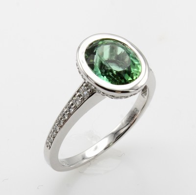 27044002b - Ring mit Turmalin und Brillanten, WG 750/000, ovaler Turmalin ca. 2.60 ct von sehr guter ...