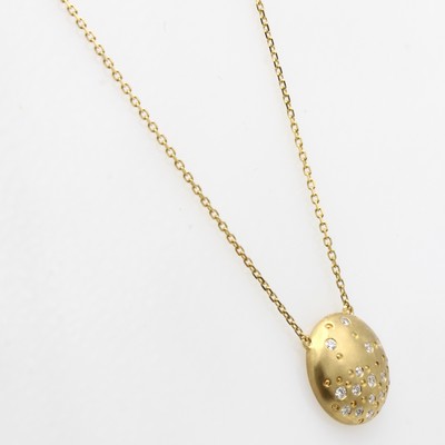 27044015a - Collier mit Brillanten, GG 750/000, z.T. mattiert., 16 Brill. zus. ca. 0.26 ct feines ...