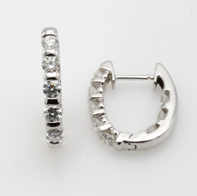 27044064a - Paar Creolen mit Brillanten, WG 750/000, 16 Brill. zus. ca. 1.94 ct feines Weiß/si, D. ...