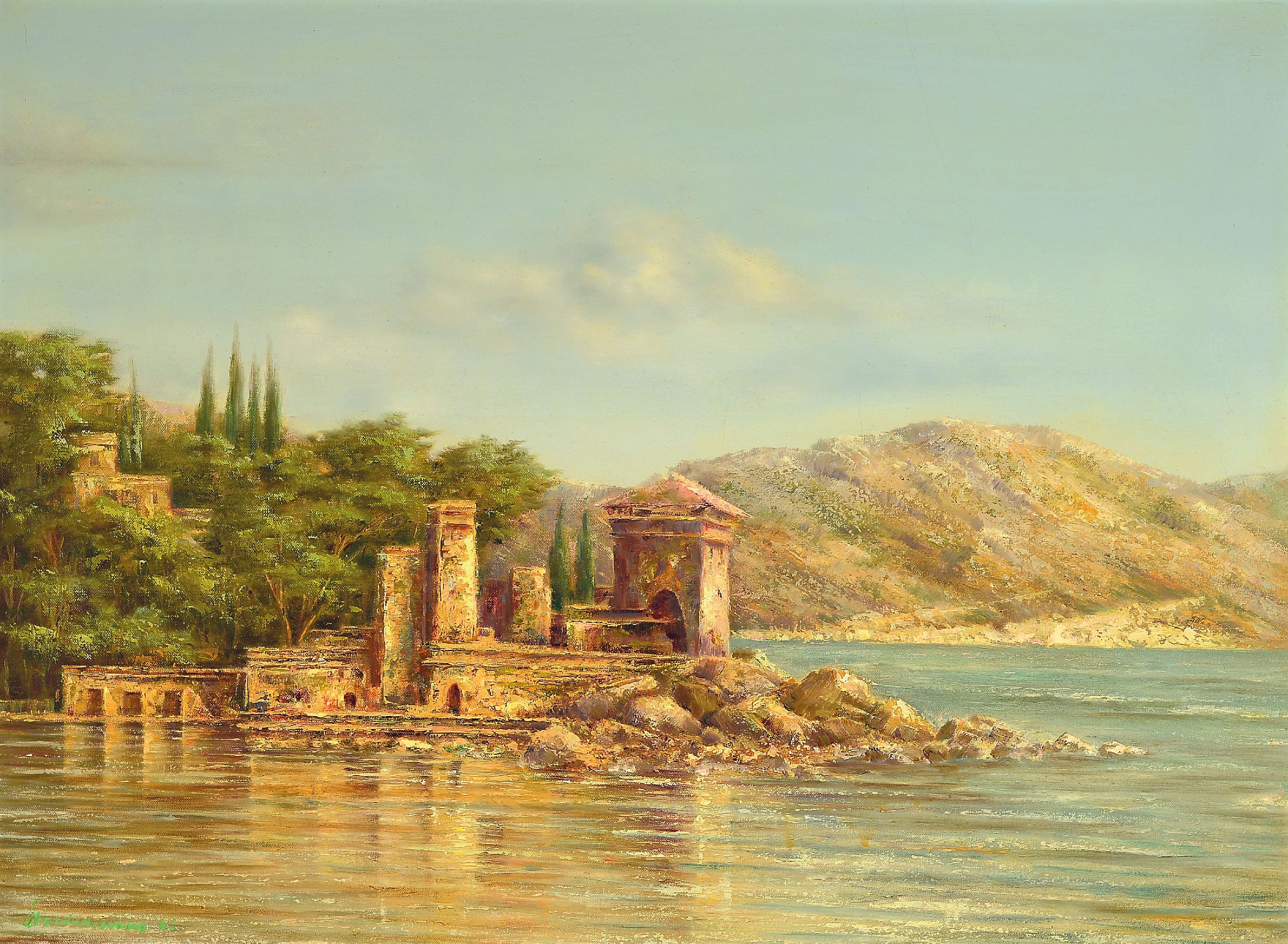 Image 27044545 - Walter Weidenauer, 1927-2004 Lampertheim, Schloß am Seeufer, Öl/Lwd, signiert, ca. ...