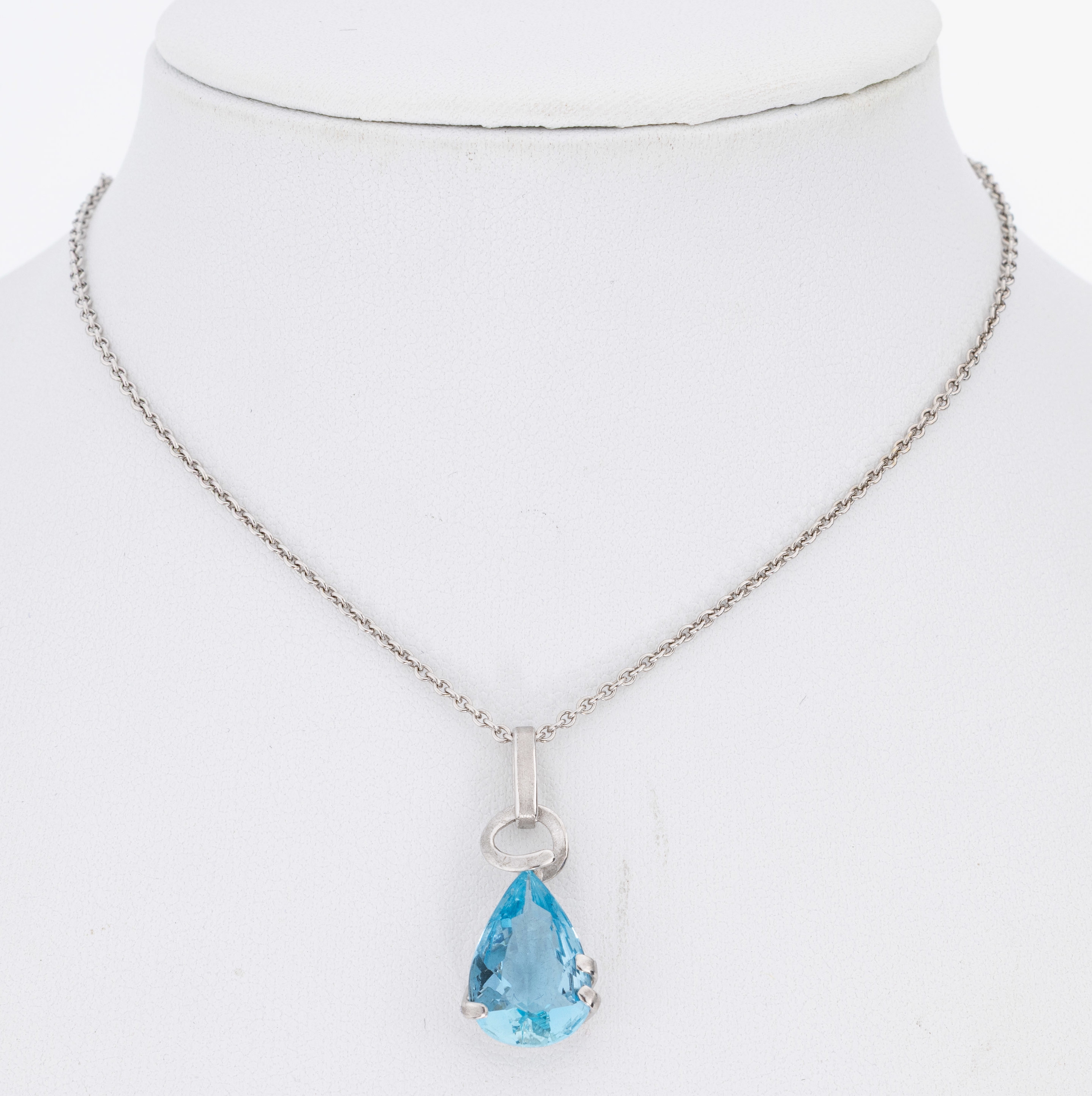 Image 27044557 - 14 kt Gold Aquamarin-Anhänger, WG 585/000, part. sat., facett. Aquamarin-Tropfen ca. ...