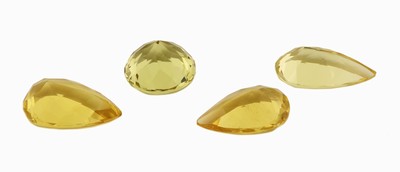 27044533a - Lot 4 lose Heliodore, zus. ca. 8.62 ct, 3 x facett. Tropfen, 1 x rundfacett. ...