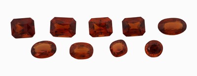 Image lot 9 lose Hessonite, zus. ca. 35.37 ct, versch. Schliffformen und Farbnuancen ...