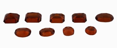 27044537a - lot 9 lose Hessonite, zus. ca. 35.37 ct, versch. Schliffformen und Farbnuancen ...