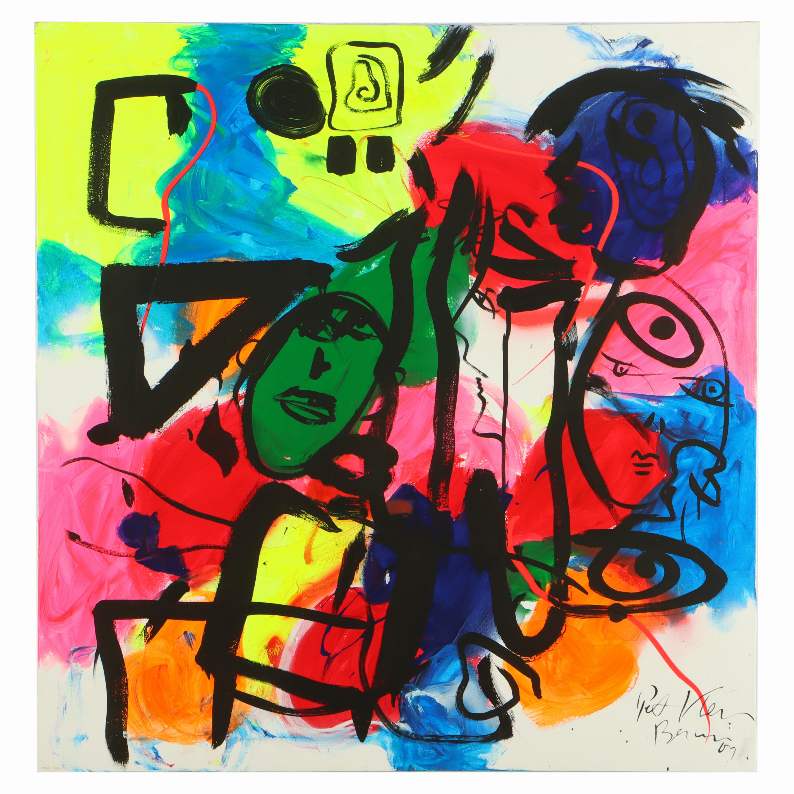 Image 27044756 - Peter Robert Keil, 2001, Berlin, ohne Titel, ca. 105x100 cm, signiert u. datiert, ...