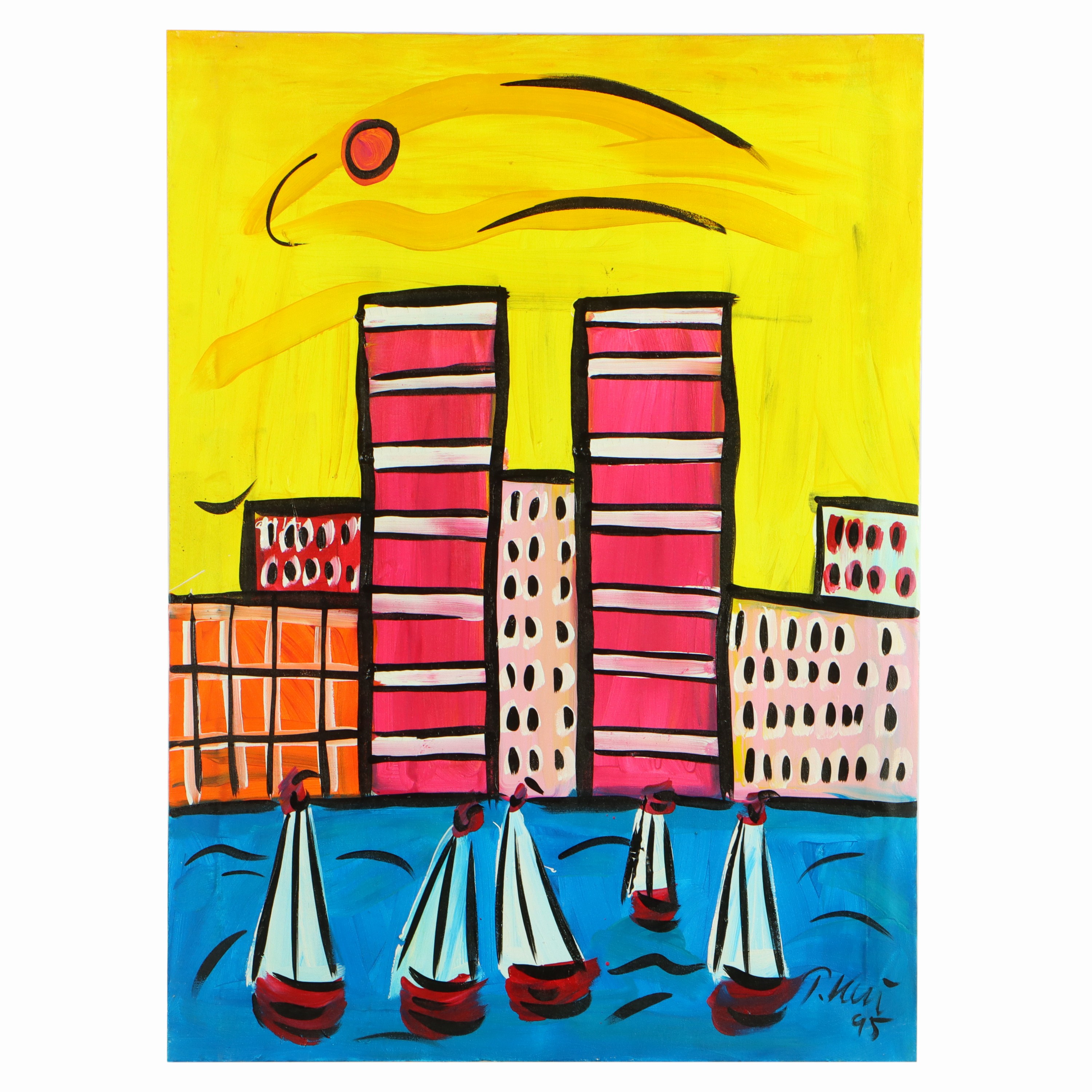Image 27044759 - Peter Robert Keil, 1995, Berlin, Rückseite mit Titel: ´The Twin Towers New York´, ca. ...