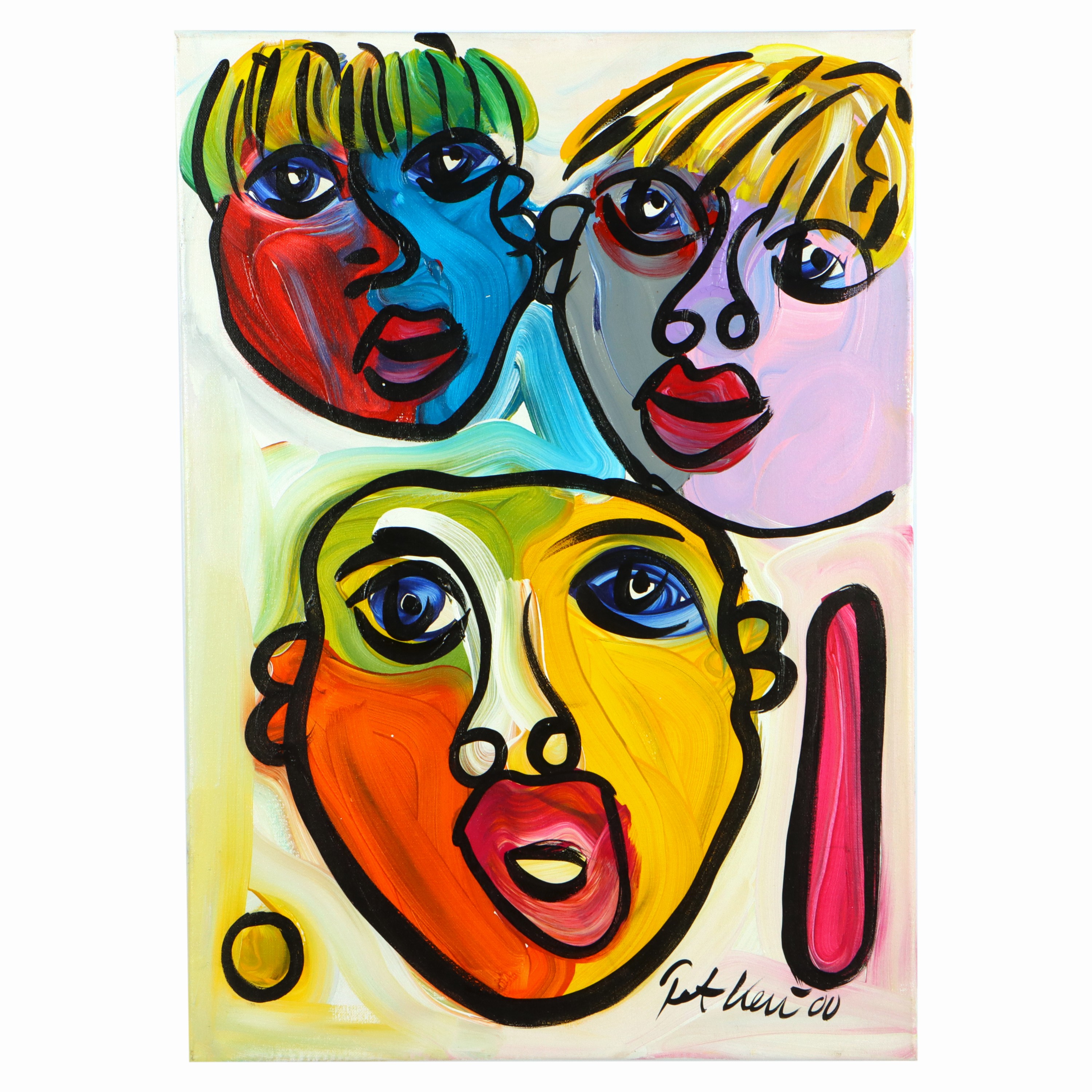 Image 27044791 - Peter Robert Keil, 2000, Berlin, Rückseite mit Titel: ´Baselitz, Lüpertz und Penck´, ...