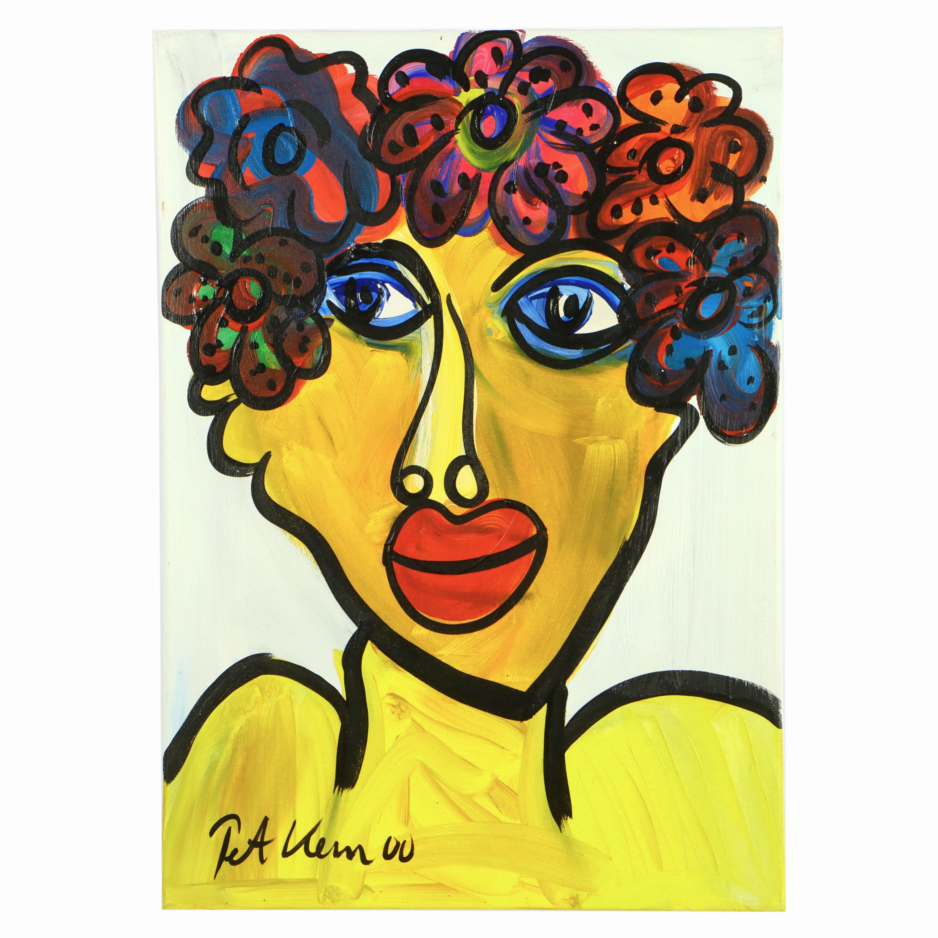 Image 27044792 - Peter Robert Keil, 2000, Berlin, Rückseite mit Titel: ´Inge mit Blumen im Haar´, ca. ...